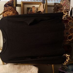 NY Collection Charcoal Gray Sweater With Removable Fur Trim Cuffs